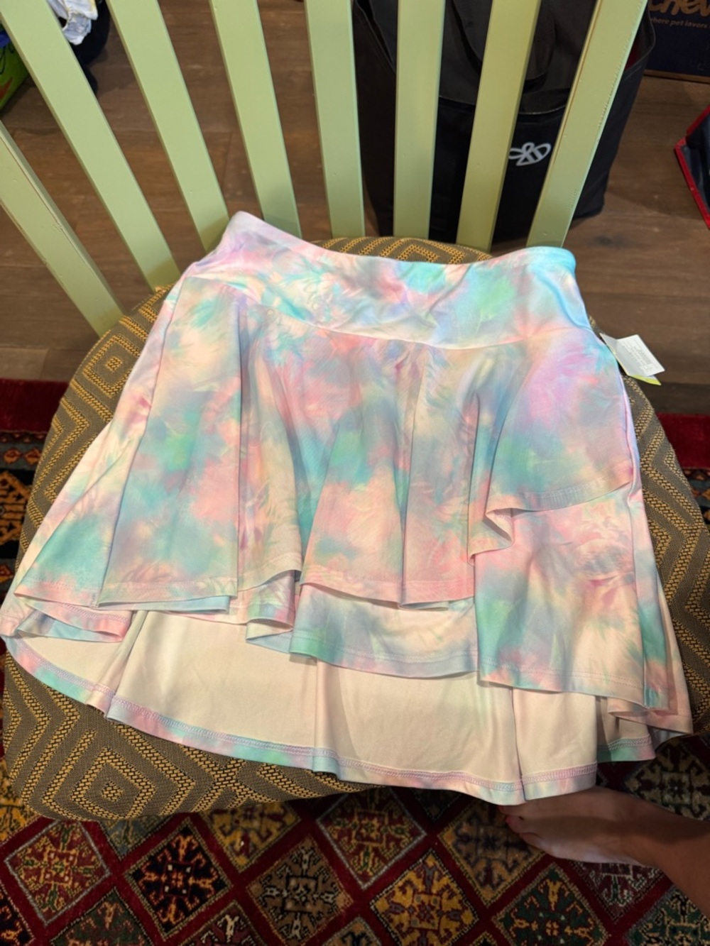 all in motion Pastel Tie-Dye Pink Blue Mint Layered Skort